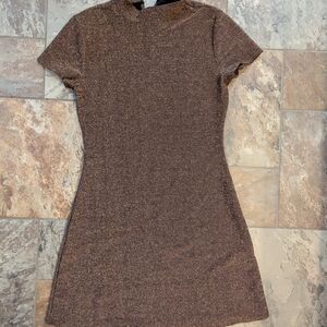 Elegant Brown Short Sleeve Dress